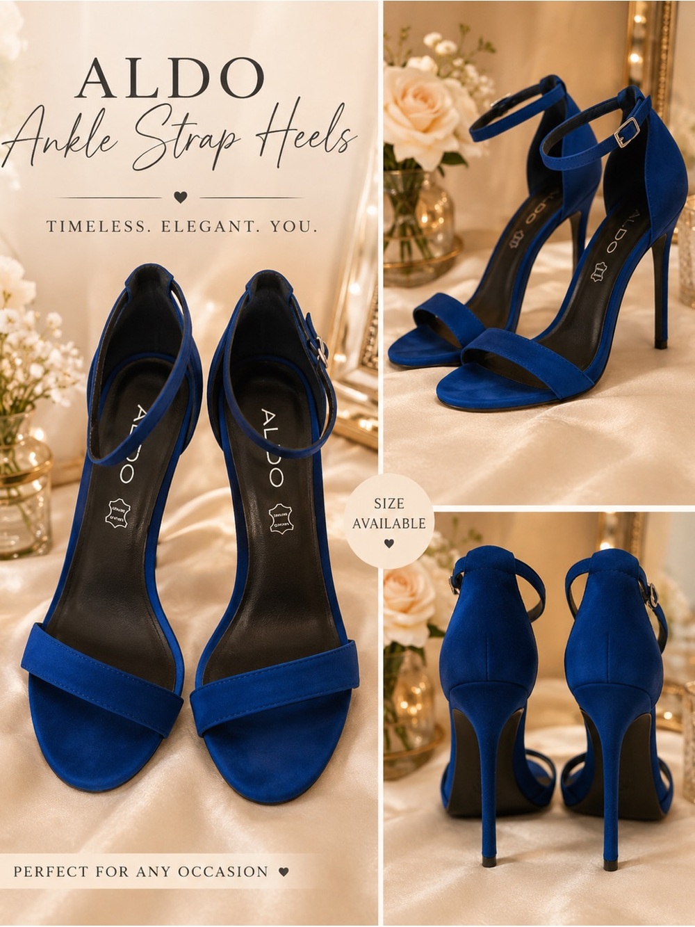 ALDO Royal Blue Ankle-Strap Stiletto Heels